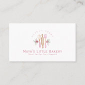 Pink Baking Utensils Watercolor Bakery Loyalty Visitenkarte (Vorderseite)
