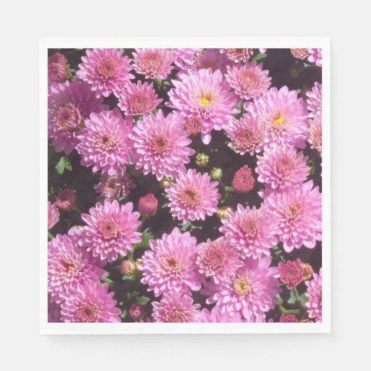 Pink Ball Chrysanthemum Papier Napkins Serviette (Vorderseite)