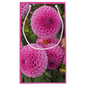 Pink Ball Dahlias Floral Kleine Geschenktüte (Rückseite)
