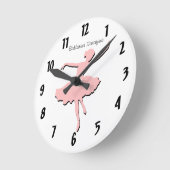 Pink Ballarina Runde Wanduhr (Winkel)