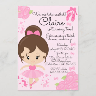 Pink Ballerina Ballet Tutu Geburtstag Einladung