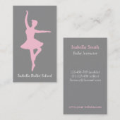 Pink Ballerina Ballett Studio Instructor Gray Visitenkarte (Vorne/Hinten)