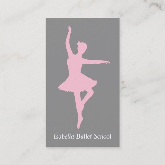 Pink Ballerina Ballett Studio Instructor Gray Visitenkarte (Vorderseite)