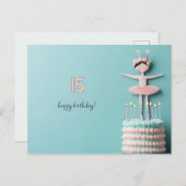 Pink Ballerina Birthday Cake Postkarte (Vorne/Hinten)