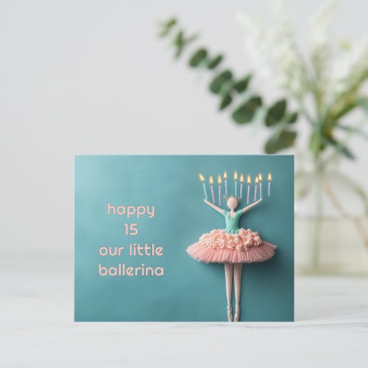 Pink Ballerina Birthday Cake Postkarte (Stehend Vorderseite)
