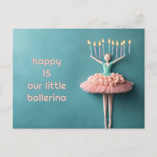Pink Ballerina Birthday Cake Postkarte (Vorderseite)