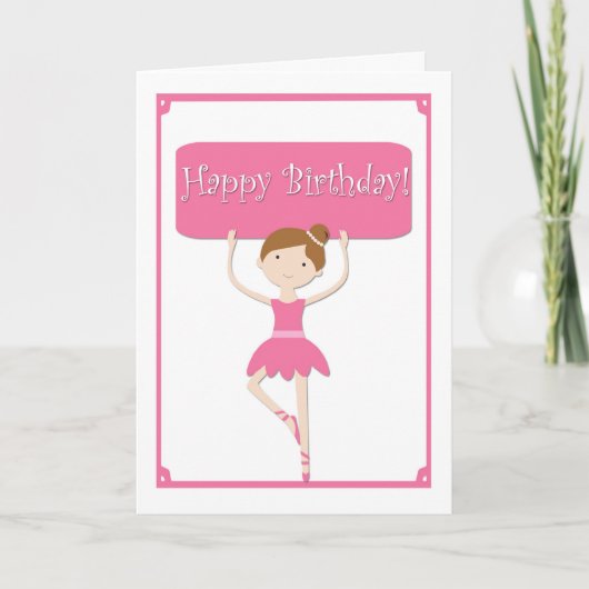 Pink Ballerina Birthday Karte (Vorderseite)