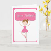 Pink Ballerina Birthday Karte (Gelbe Blume)