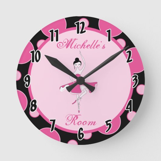 Pink Ballerina Dance Ballet Personalized Clock Runde Wanduhr (Vorderseite)