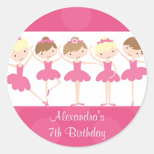Pink Ballerina Dance Geburtstagsparty Sticker (Vorderseite)
