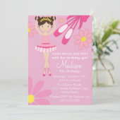 Pink Ballerina Dance Party Geburtstag Einladung 1 (Stehend Vorderseite)