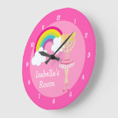 Pink Ballerina Dancer Blonde Girl Custom Große Wanduhr (Winkel)