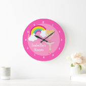 Pink Ballerina Dancer Blonde Girl Custom Große Wanduhr (Zuhause)
