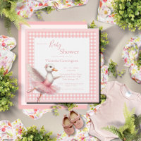 Pink Ballerina Duck Baby Dusche Einladung