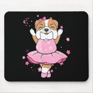 Pink Ballerina English Bulldog Dog Ballett in Tutu Mousepad