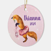 Pink Ballerina Fox Personalisierter Name Keramik Ornament (Links)