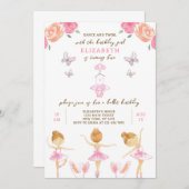 Pink Ballerina Geburtstagsfeier Einladung (Vorne/Hinten)