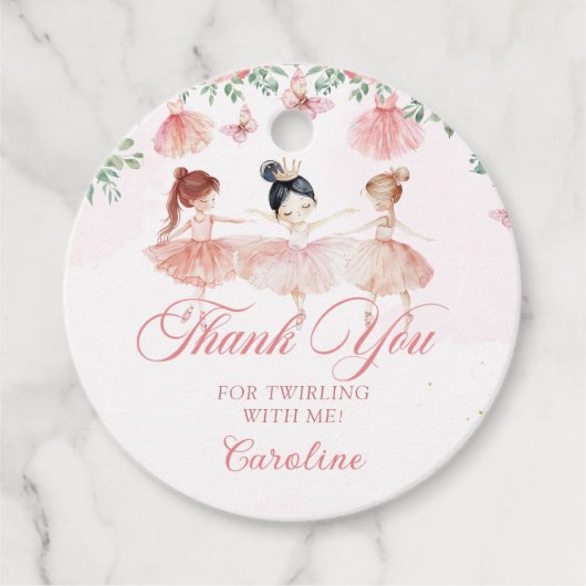 Pink Ballerina Geburtstagsparty Begeistertags Tags Geschenkanhänger (Vorderseite)