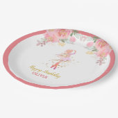 Pink Ballerina Geburtstagsparty Dusche Custom Pappteller (Schrägansicht)