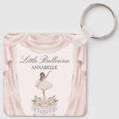 Pink Ballerina Geburtstagsparty Favoriten Schlüsselanhänger (Rückseite)