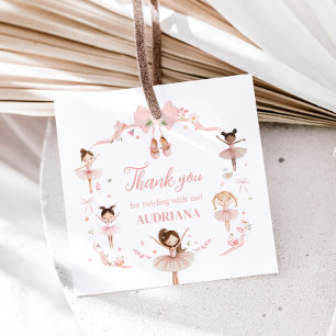 Pink Ballerina Geburtstagsparty Square Geschenkanhänger