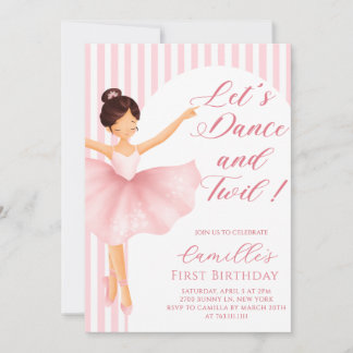 Pink Ballerina Girl birthday Party Invitation Einladung