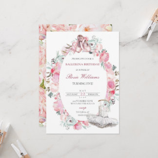 Pink Ballerina Girl Einladung zum Geburtstag