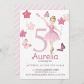 Pink Ballerina Girl Einladung zum Geburtstag (Vorne/Hinten)