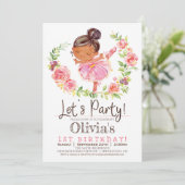 Pink Ballerina Girl Geburtstagsparty Einladung (Stehend Vorderseite)