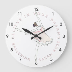 Pink Ballerina Girl Personalisierter Name Uhr