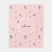 Pink Ballerina Line Art Fleecedecke (Vorderseite)