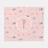Pink Ballerina Line Art Fleecedecke (Vorderseite (Horizontal))