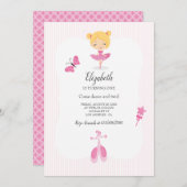 Pink Ballerina Party Einladung (Vorne/Hinten)
