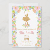 Pink Ballerina Party Thema für Mädchen Einladung (Vorderseite)