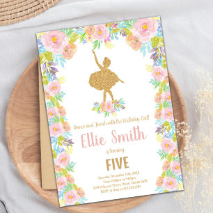 Pink Ballerina Party Thema für Mädchen Einladung