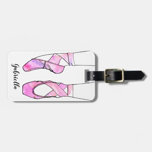 Pink Ballerina Personalisiert Ballet Gepäckanhänger (Vorderseite horizontal)