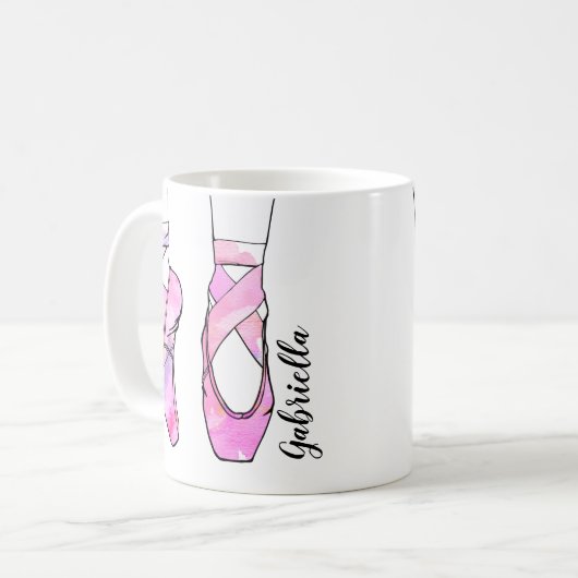 Pink Ballerina Personalisiert Ballet Kaffeetasse (Vorderseite Links)