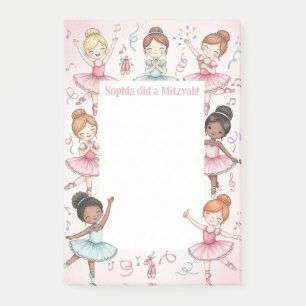 Pink Ballerina Personalisiert Mitzvah Hinweis Post-it Klebezettel