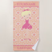 Pink Ballerina Personalisiert Strandtuch (Vorderseite)