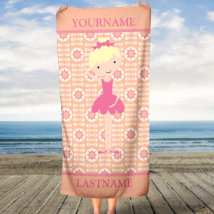 Pink Ballerina Personalisiert Strandtuch