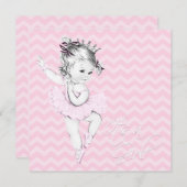 Pink Ballerina Princess Baby Dusche Einladung (Vorne/Hinten)
