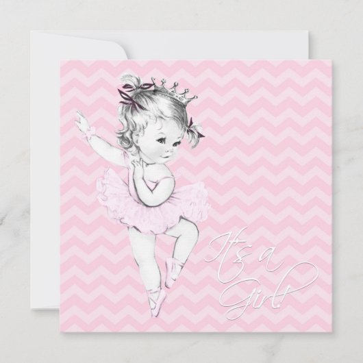 Pink Ballerina Princess Baby Dusche Einladung (Vorderseite)