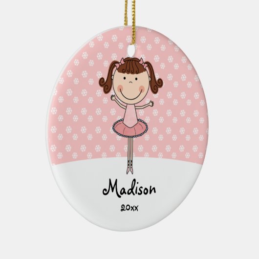Pink Ballerina Schneeflocken Personalisierte Weihn Keramik Ornament (Rechts)