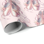 Pink Ballerina Schuhe Aquarell Kinderdusche Geschenkpapier (Rolleneckpunkt)