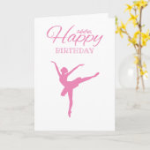 Pink Ballerina Silhouette - Geburtstag Karte (Gelbe Blume)