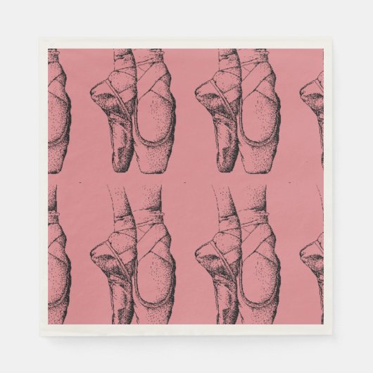 Pink Ballerina Slippers Ballett Papier Napkins Serviette (Vorderseite)