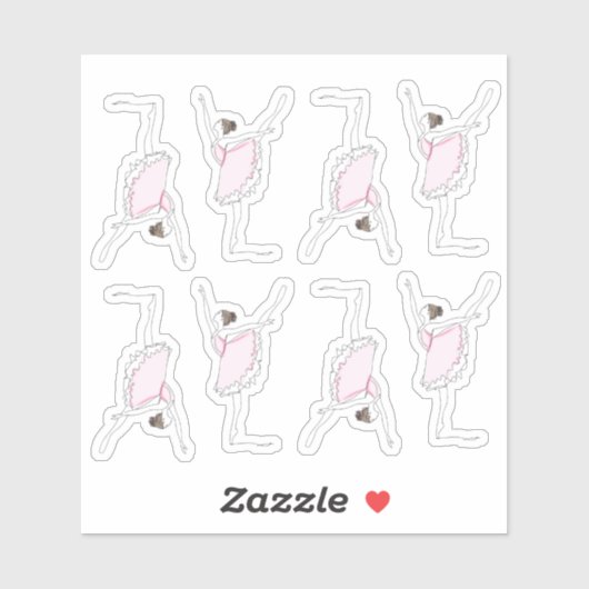 Pink Ballerina Sticker (Blatt)