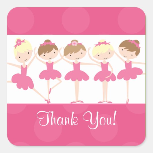 Pink Ballerina Tanz Geburtstag Danke Sticker (Vorderseite)