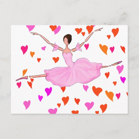 PINK BALLERINA TANZEN UND JUMPING POSTKARTE (Vorderseite)