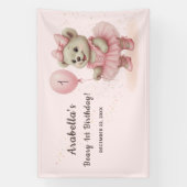 Pink Ballerina Teddy Bear Birthday Banner (Vertikal)